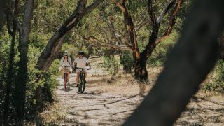 Cyclists riding through Onkaparinga National Park