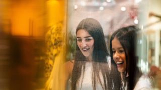 Two girls shopping